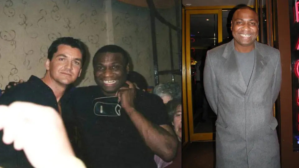 Black Pat founder of SLAG with famous actor at SLAG club in Birmingham.