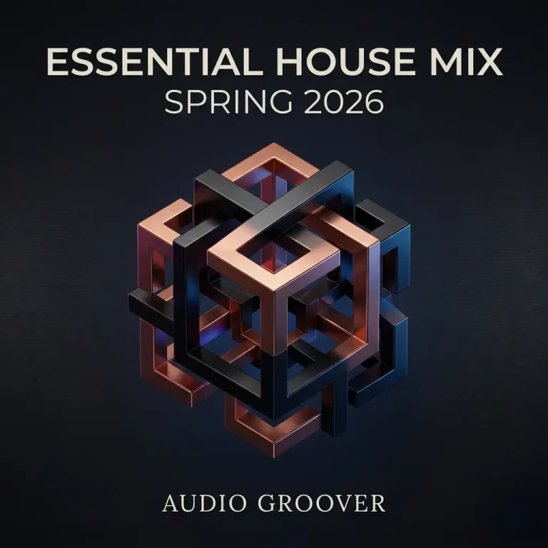 Artwork for Essential House Mix by Audio Groover with word essential house mix - Audio Groover and stylish grid block in middle