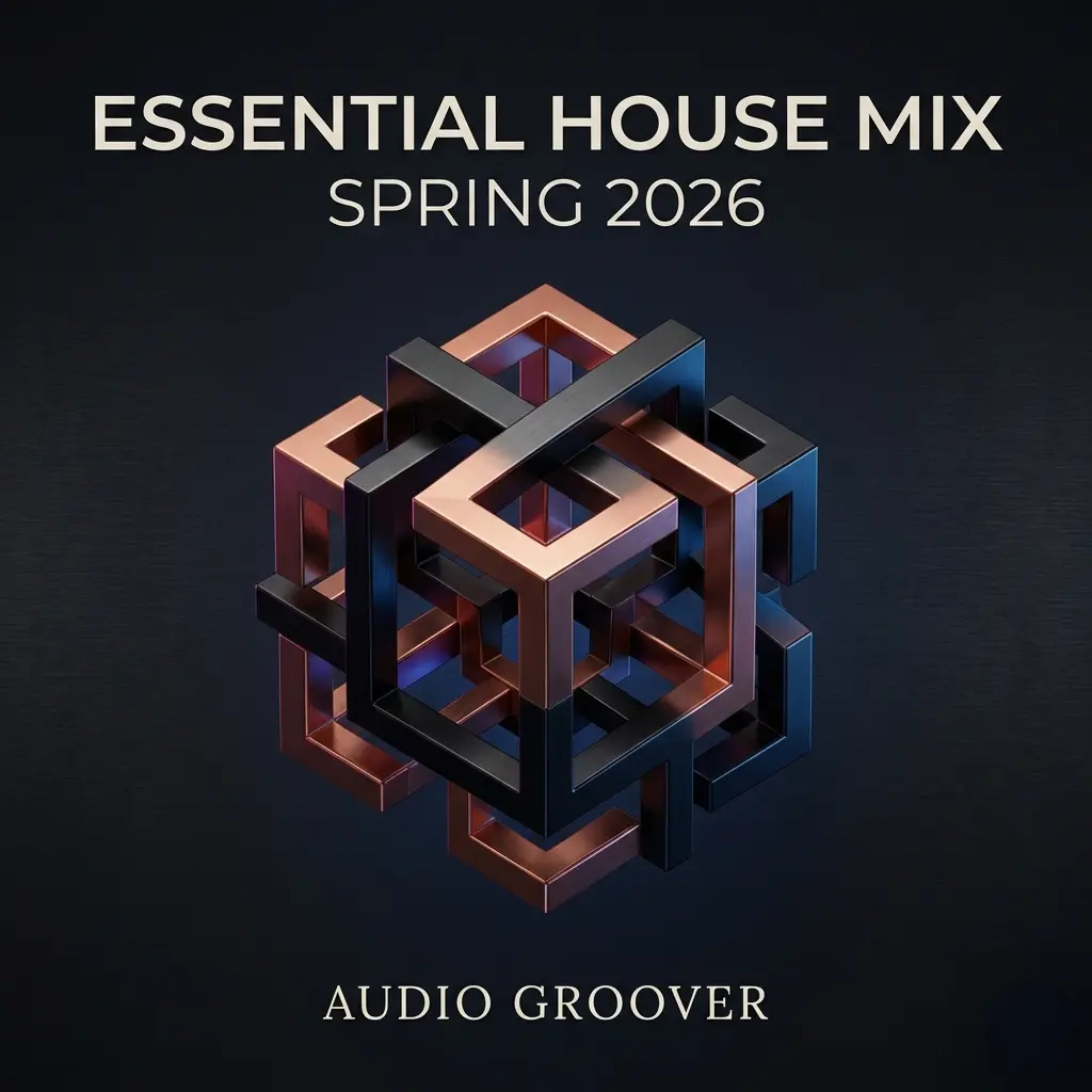 Artwork for Essential House Mix by Audio Groover with word essential house mix - Audio Groover and stylish grid block in middle